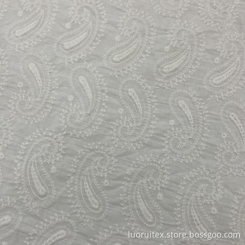 White Pure Cotton Embroidered Fabric